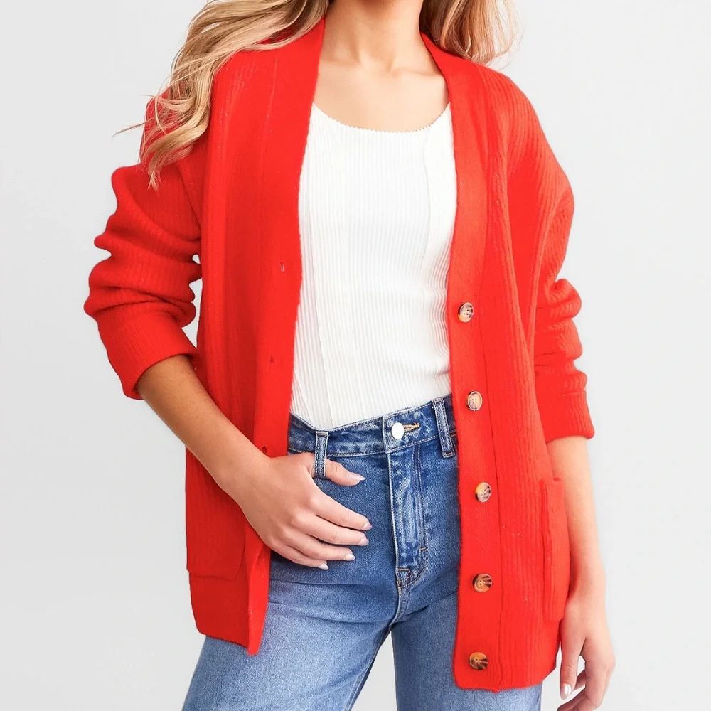 Billabong “So Chill” Cardigan | Red | Size Medium - Picture 3 of 8